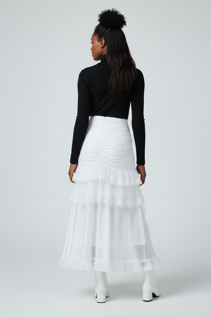 Jupe Longue Blanche Brodée Romantique