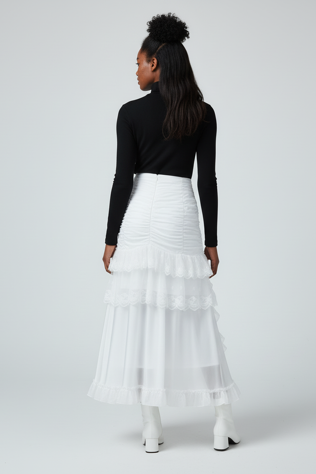 Jupe Longue Blanche Brodée Romantique