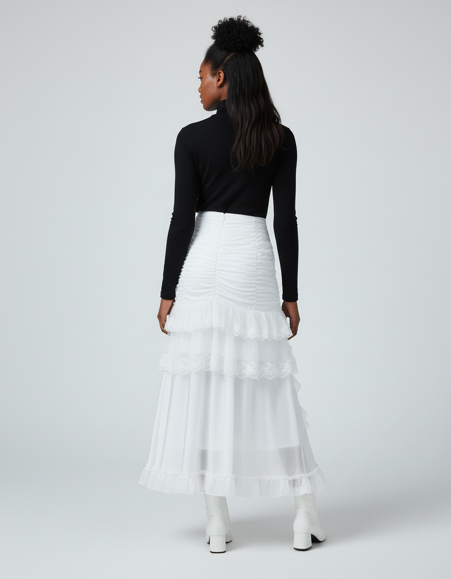 Jupe Longue Blanche Brodée Romantique