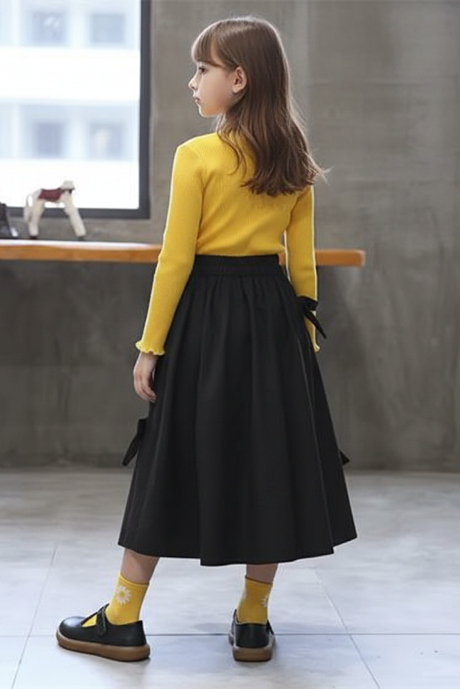 Jupe Longue Noire À Nœuds Chic