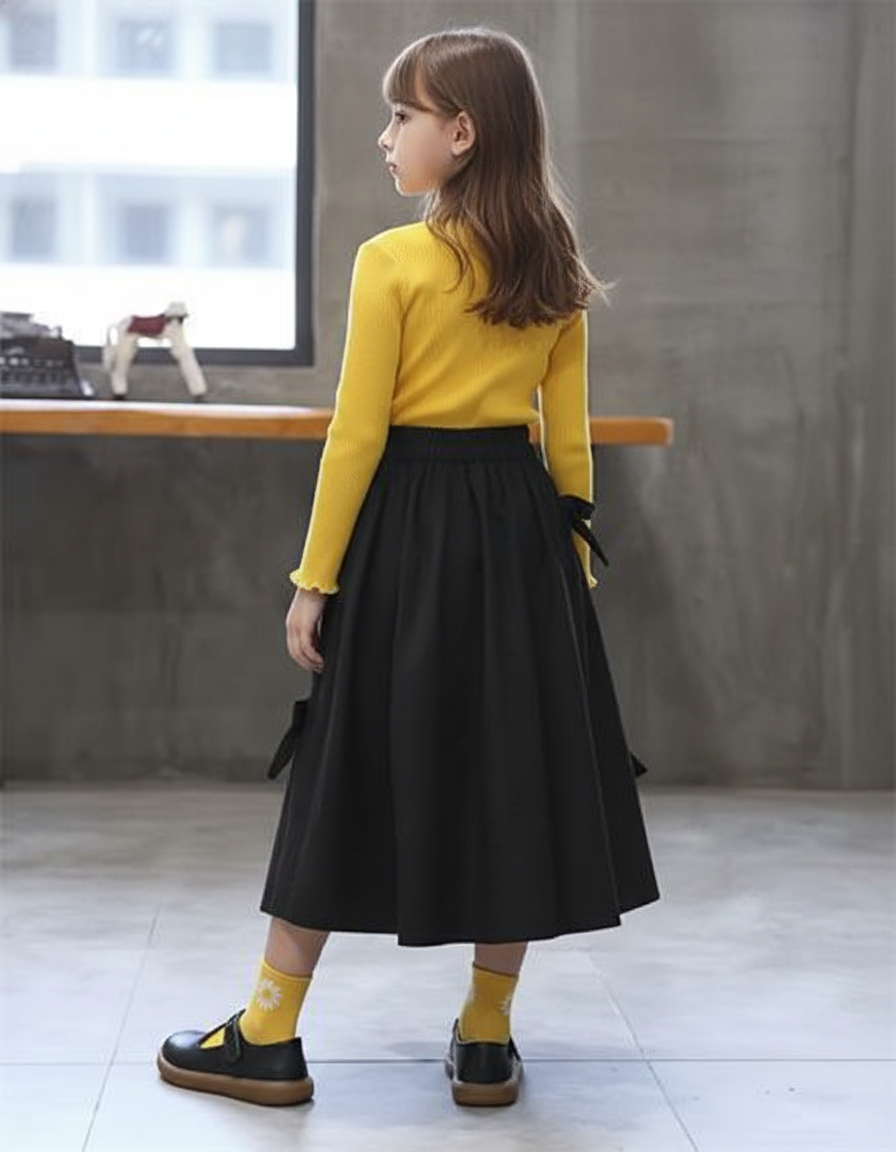 Jupe Longue Noire À Nœuds Chic