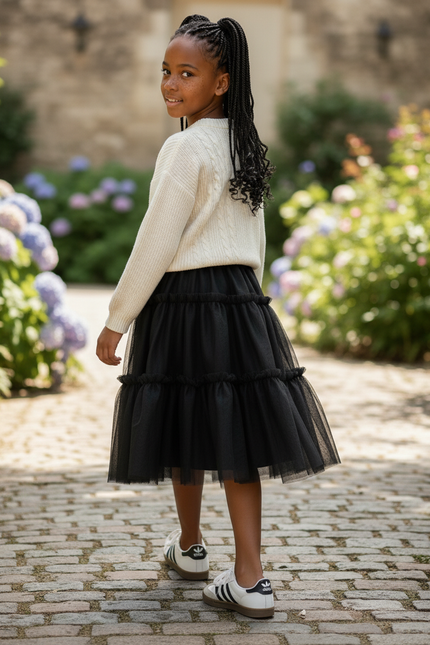 Jupe Longue Noire Tulle Volumineuse Chic