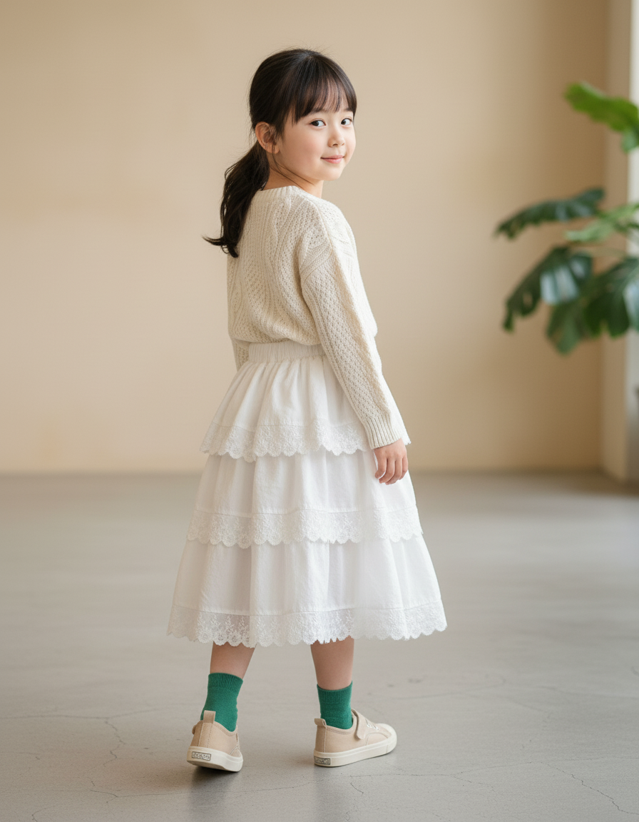 Jupe Longue Blanche À Volants Chic Femme