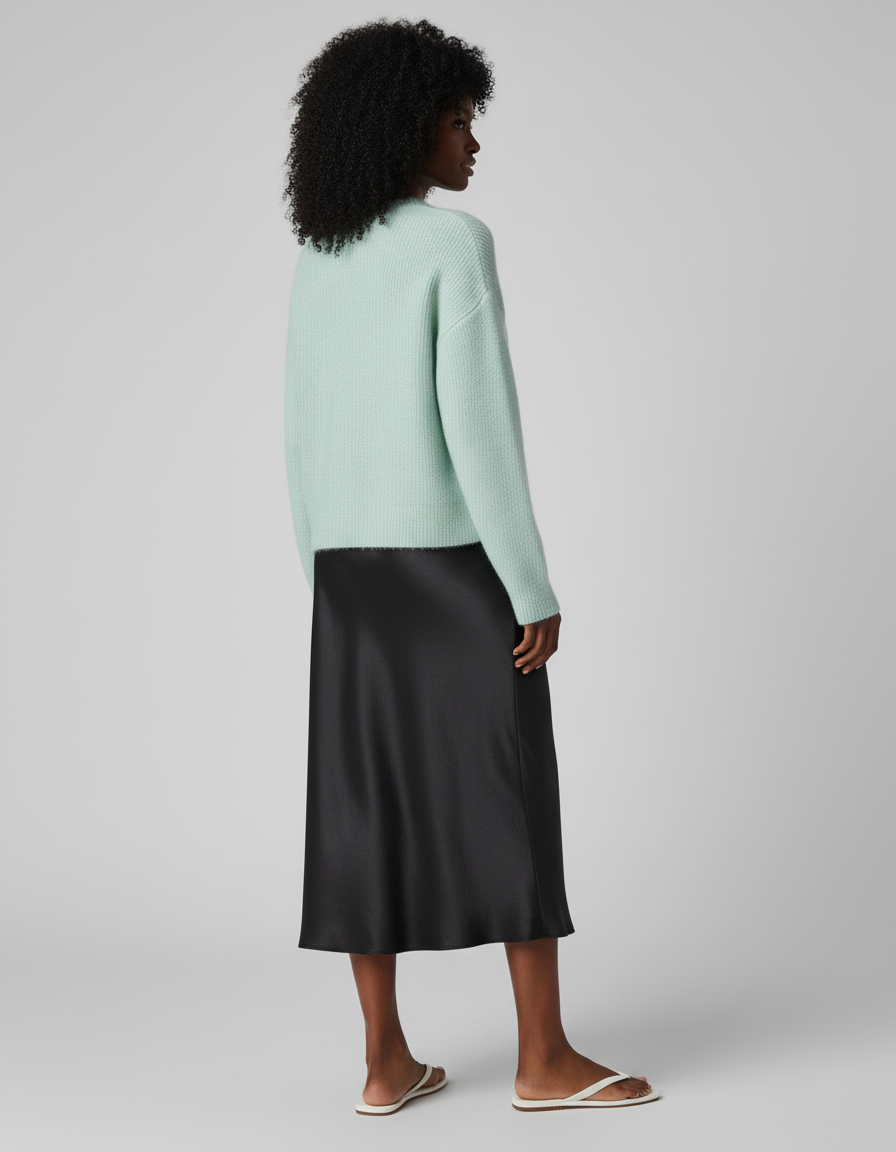 Jupe Longue Satin Noir Élégante