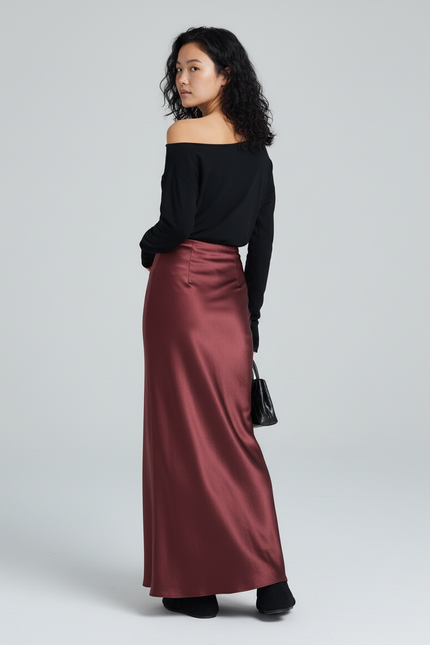 Jupe Longue Satin Fluide Élégante Chic