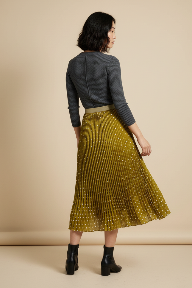 Jupe Longue Plissée Taille Haute