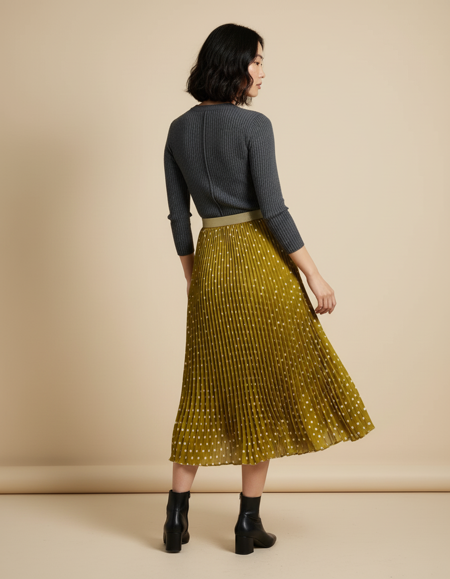 Jupe Longue Plissée Taille Haute