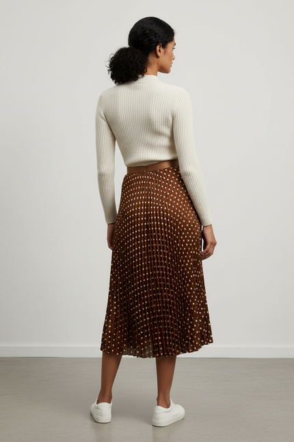 Jupe Longue Plissée À Pois Élégante