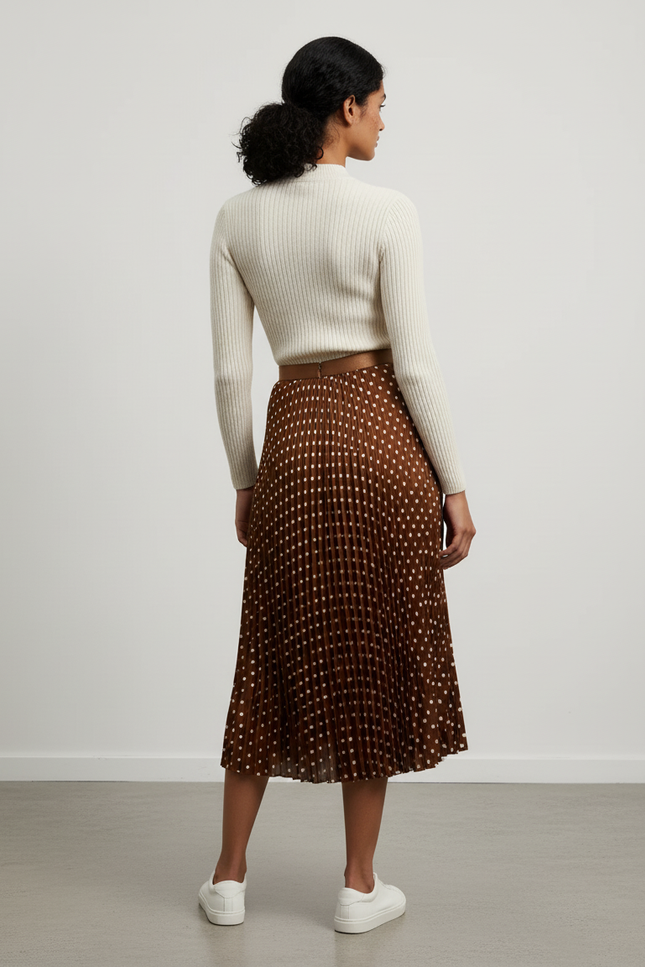 Jupe Longue Plissée À Pois Élégante
