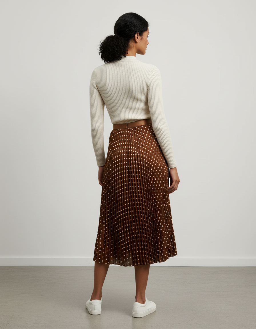 Jupe Longue Plissée À Pois Élégante