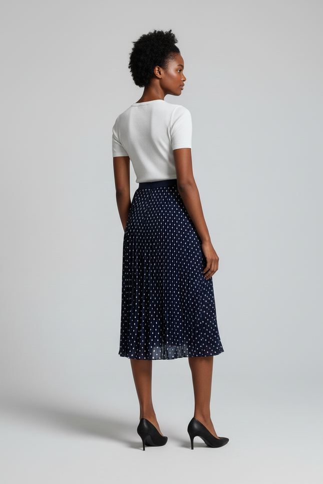 Jupe Longue Plissée À Pois Élégante Femme