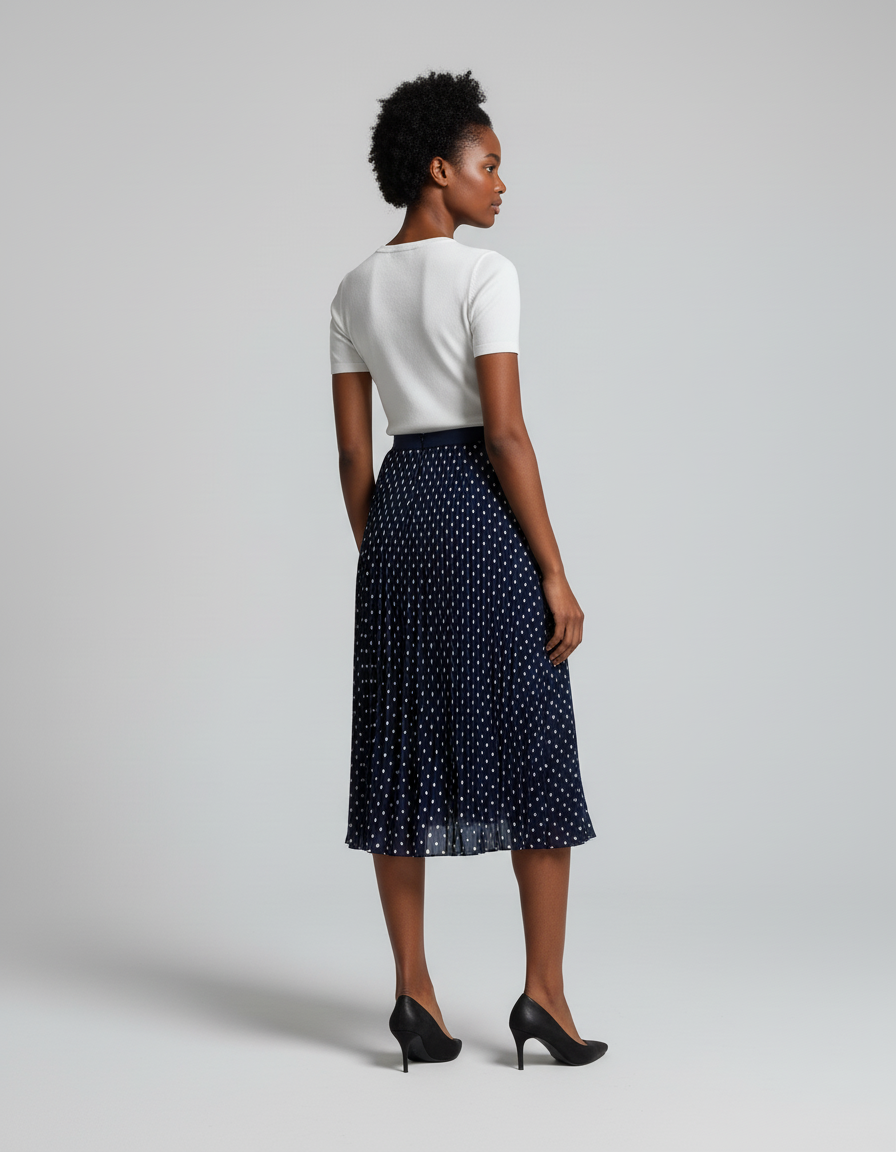 Jupe Longue Plissée À Pois Élégante Femme