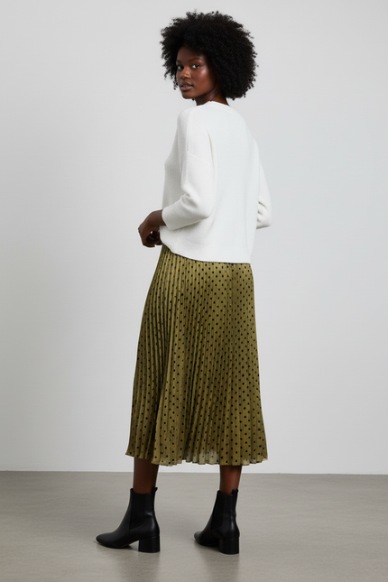 Jupe Longue Plissée À Pois Élégante Tenue