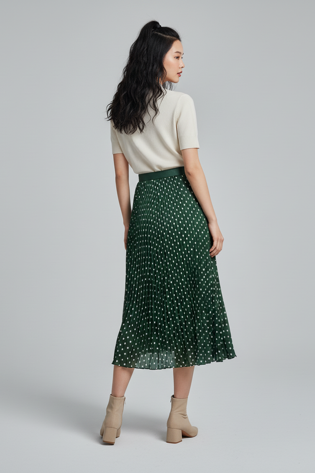 Jupe Longue Verte A Pois