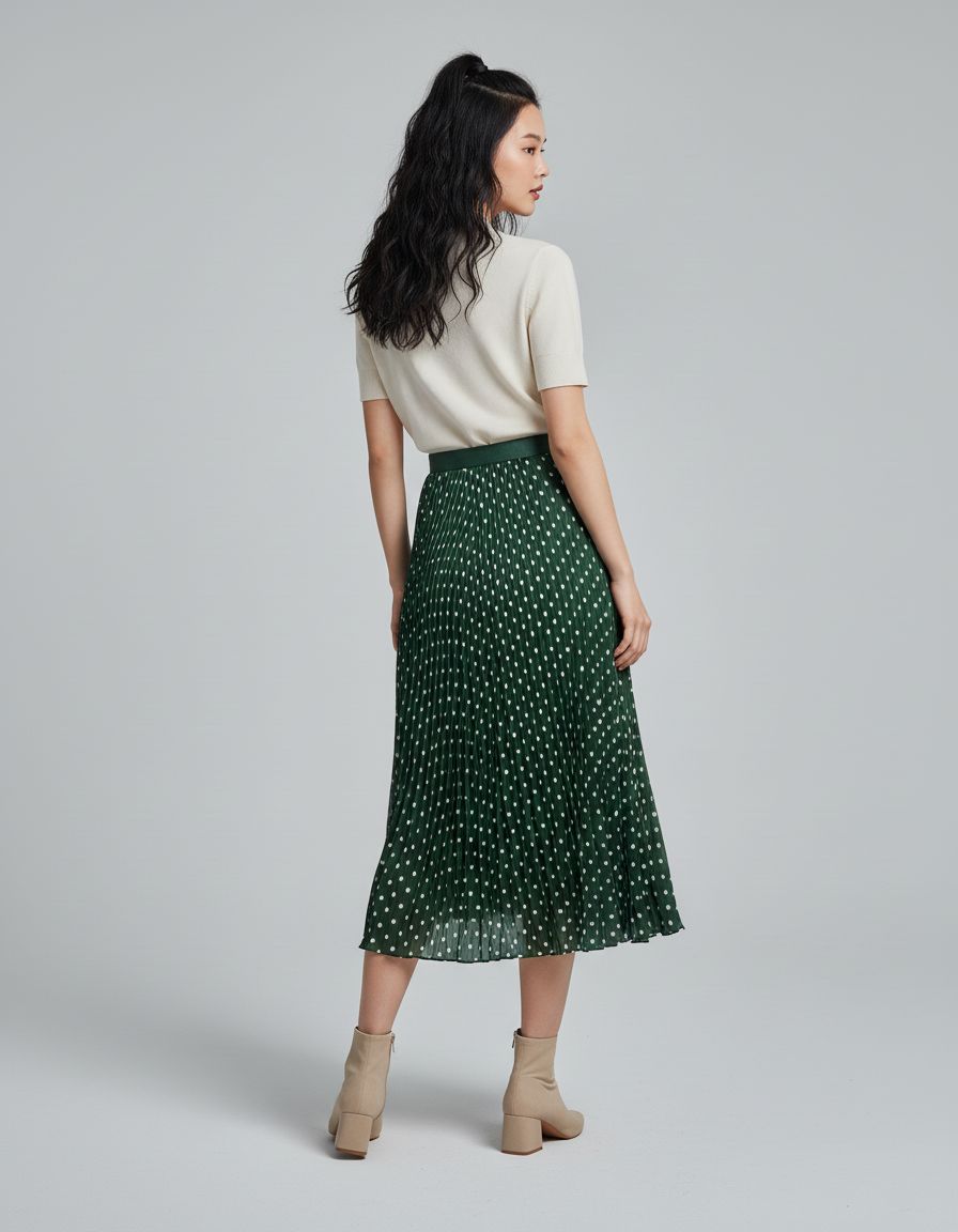 Jupe Longue Verte A Pois