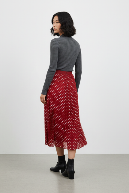 Jupe Longue Rouge Pois Élégante