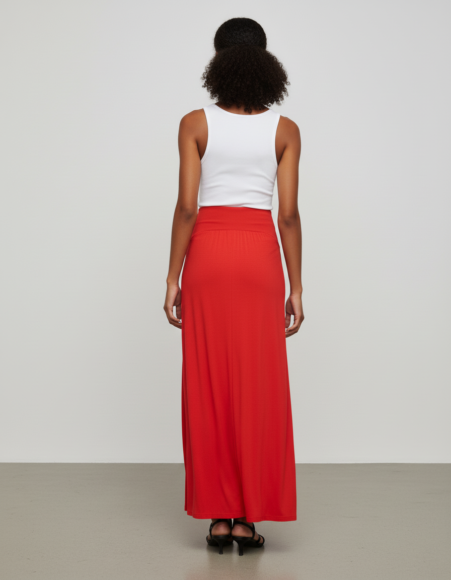 Jupe Longue Fendue Rouge