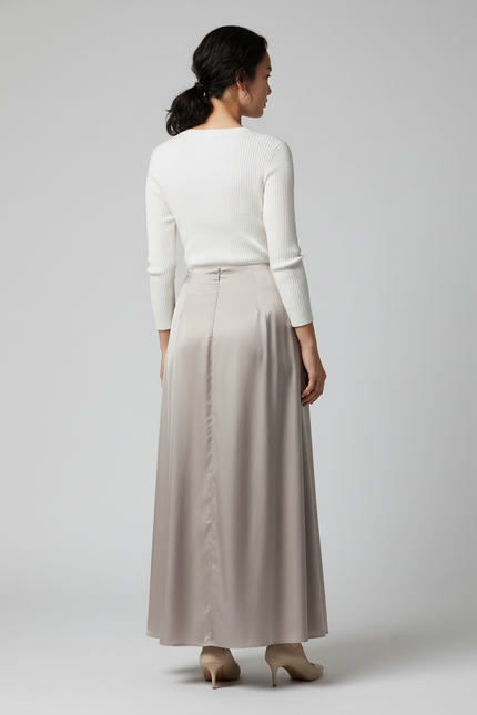 Jupe Longue Satin Fluide Élégante Mode