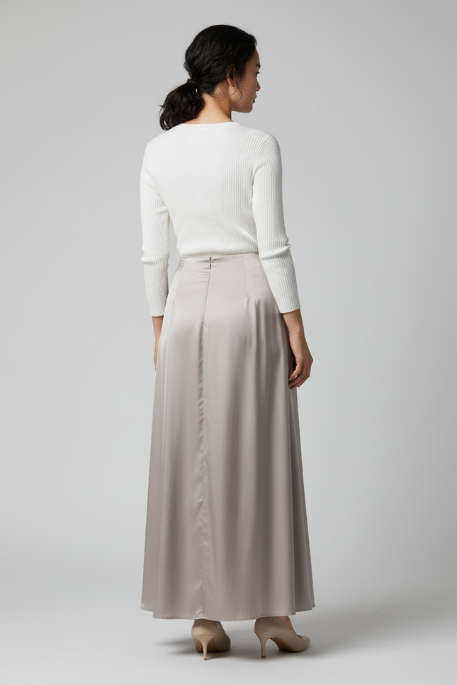 Jupe Longue Satin Fluide Élégante Mode