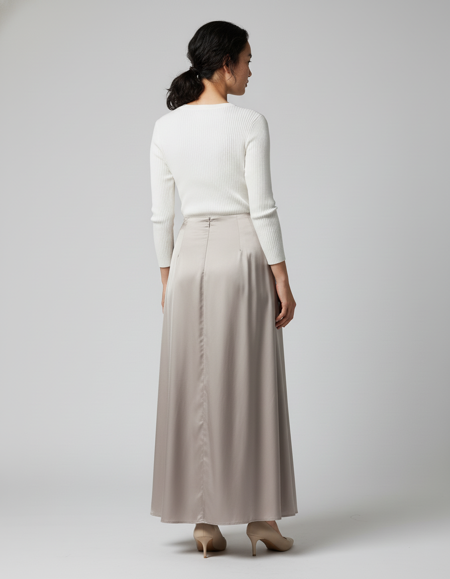 Jupe Longue Satin Fluide Élégante Mode