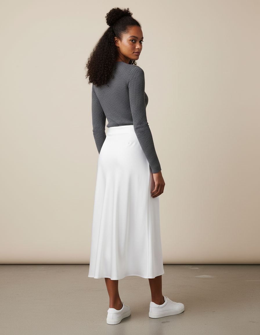 Jupe Longue Blanche Satinée Élégante