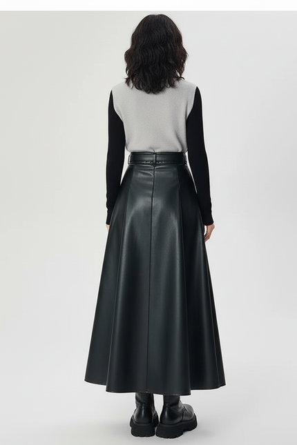 Jupe Longue En Cuir Noire