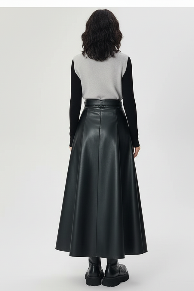 Jupe Longue En Cuir Noire