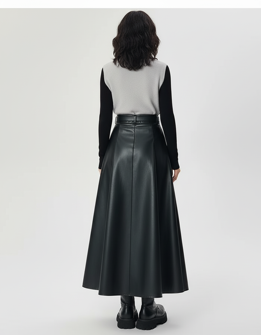 Jupe Longue En Cuir Noire
