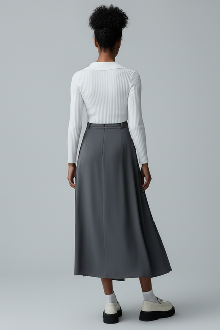 Jupe Longue Grise Fendue