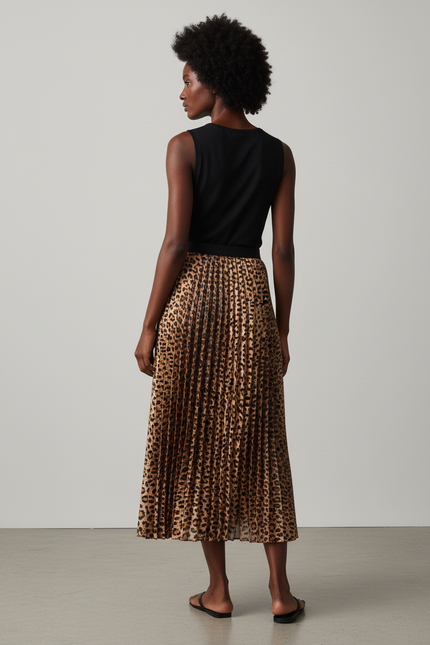 Jupe Longue Plissée Leopard