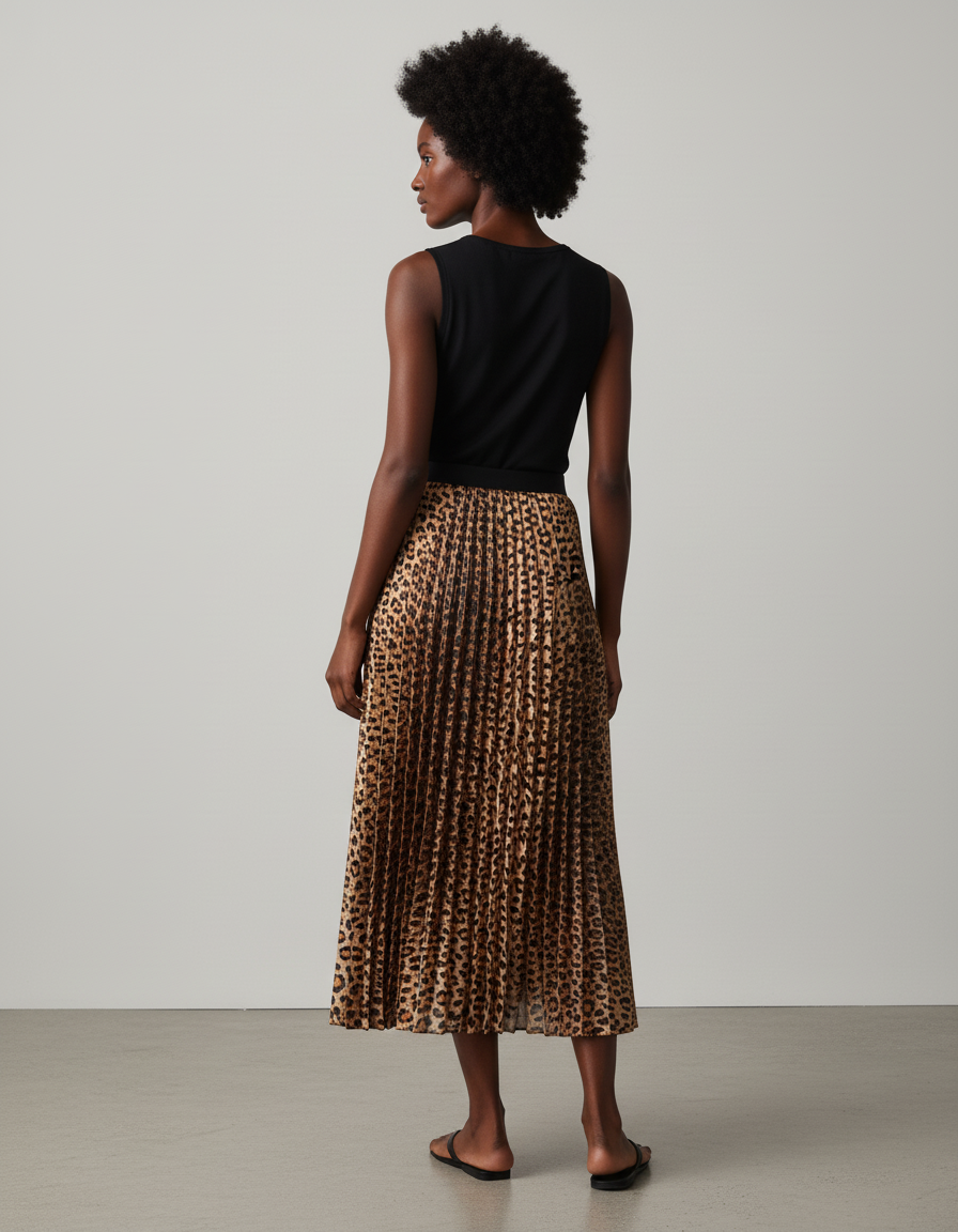 Jupe Longue Plissée Leopard