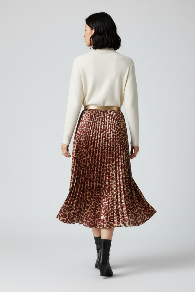 Jupe Longue Plissée Brillante