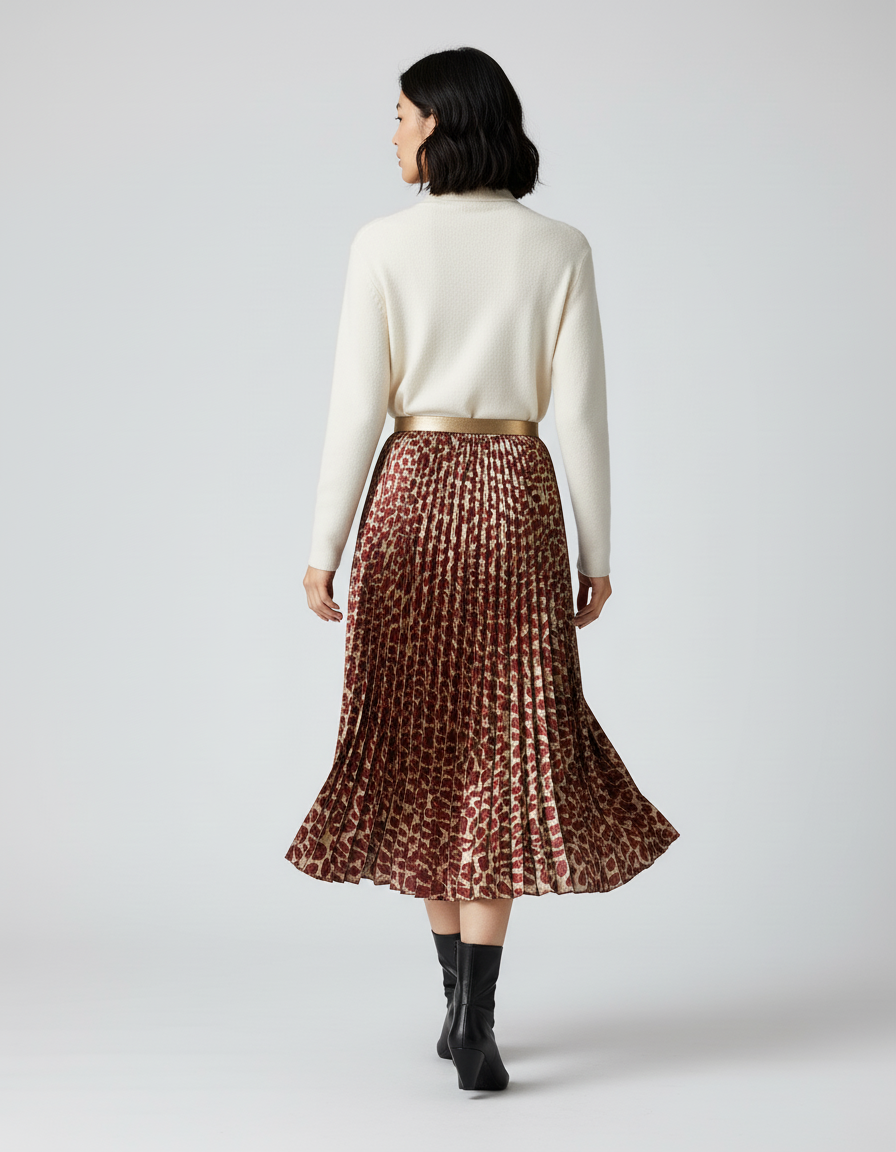 Jupe Longue Plissée Brillante