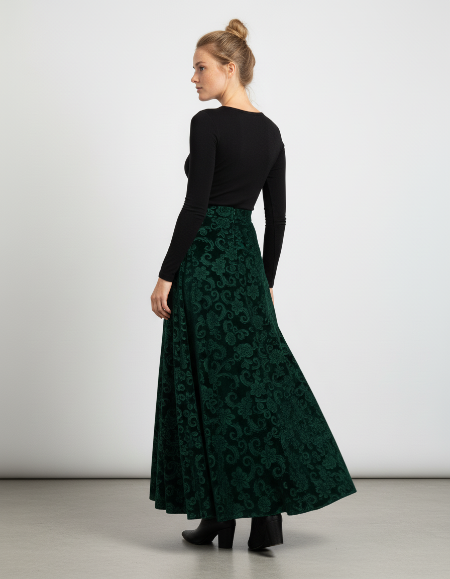 Jupe Longue Verte Fleurie