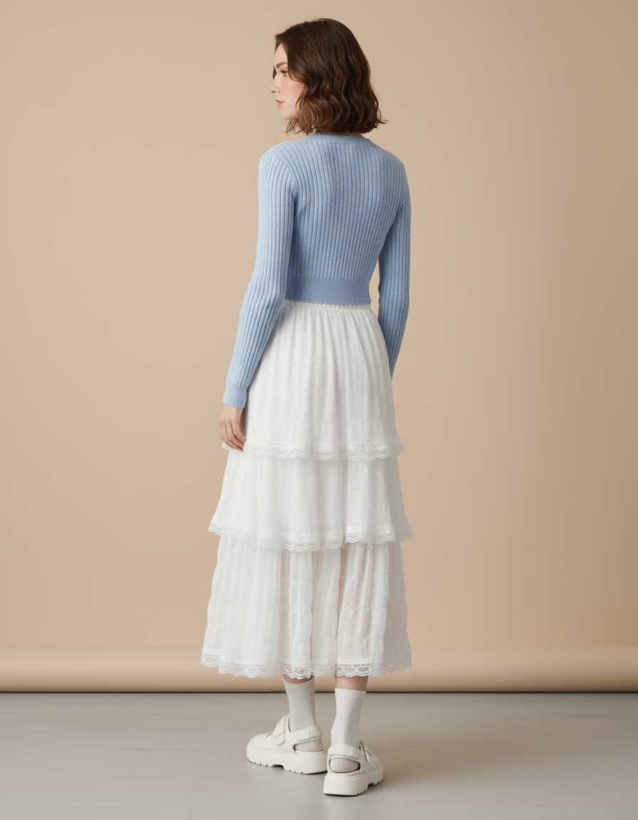 Jupe Longue Blanche Volants