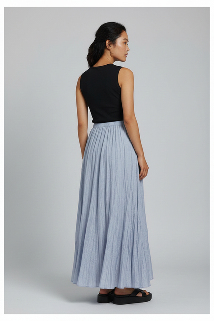 Jupe Longue Bleue Plissée Élégante