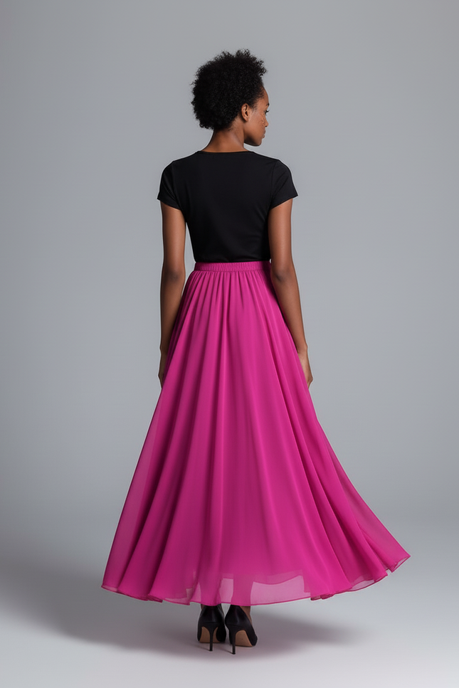 Jupe Longue Fuchsia Fluide Élégante
