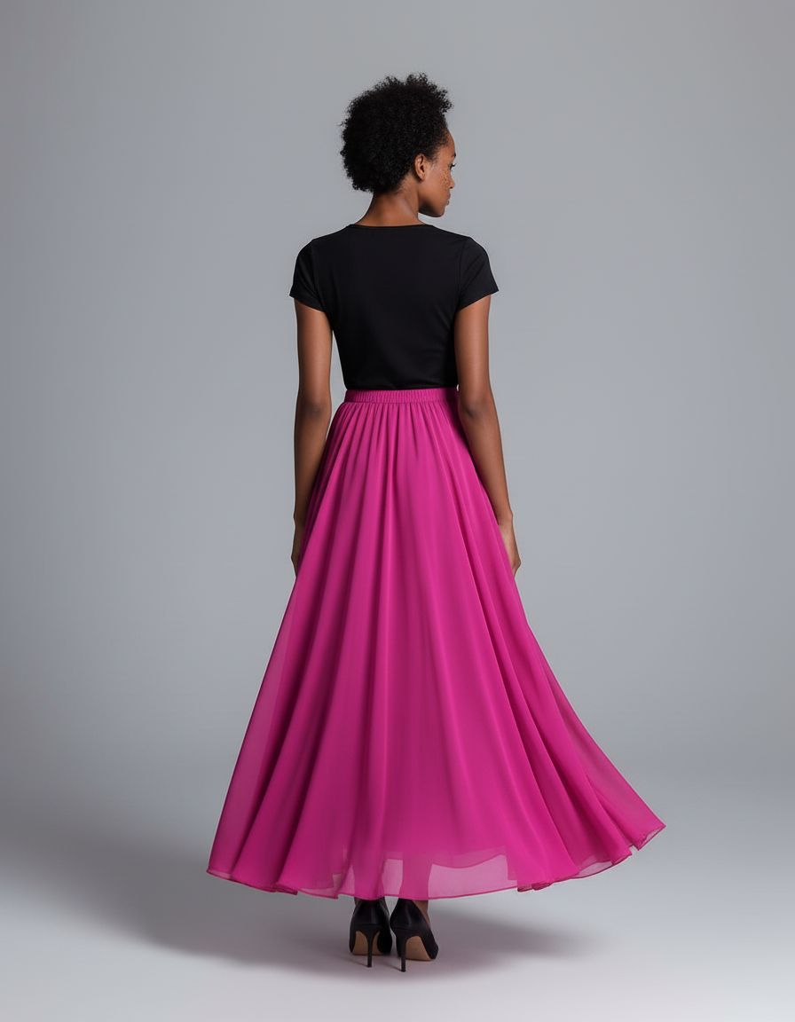 Jupe Longue Fuchsia Fluide Élégante