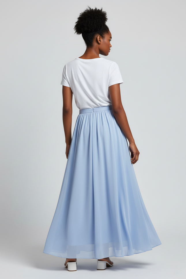 Jupe Longue Mousseline Bleu