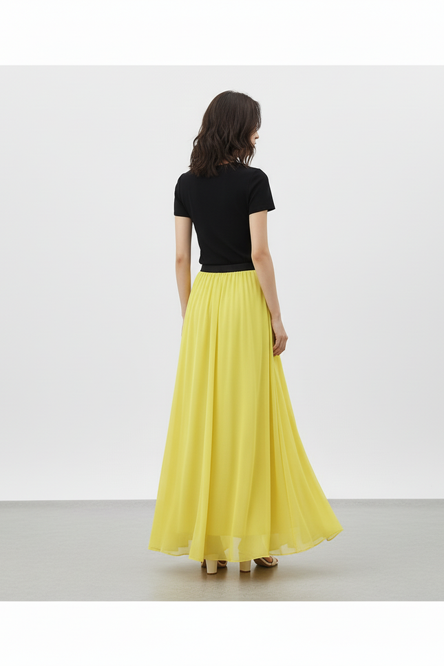 Jupe Longue Taille Haute Jaune