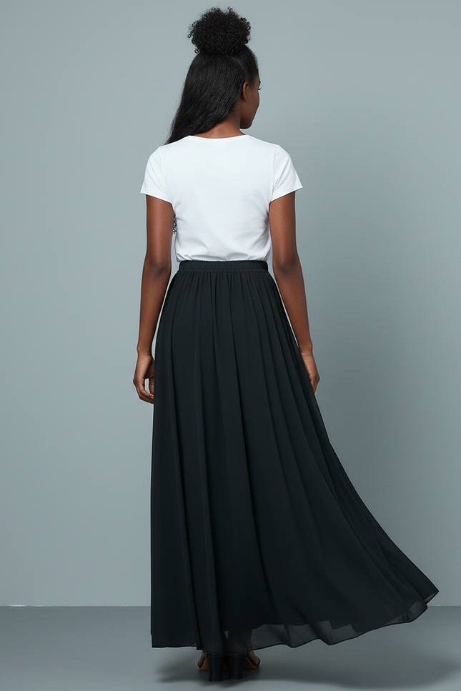 Jupe Longue Plissée Fluide Élégante