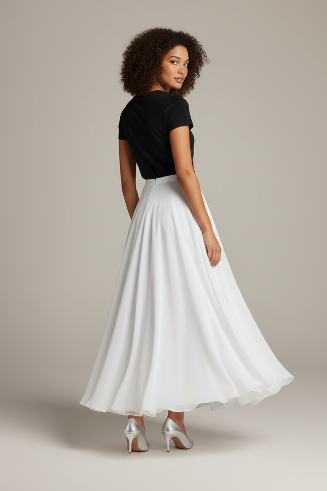 Jupe Longue Voile Blanche