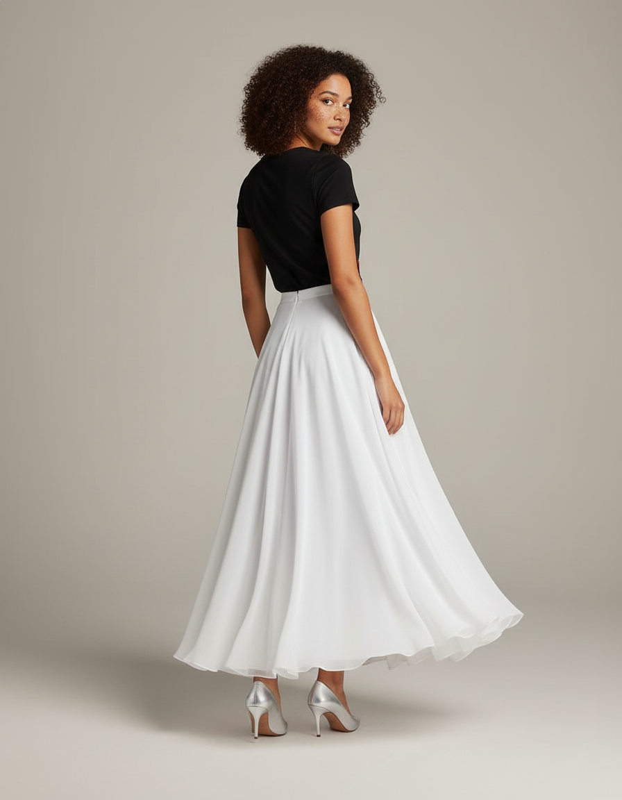 Jupe Longue Voile Blanche