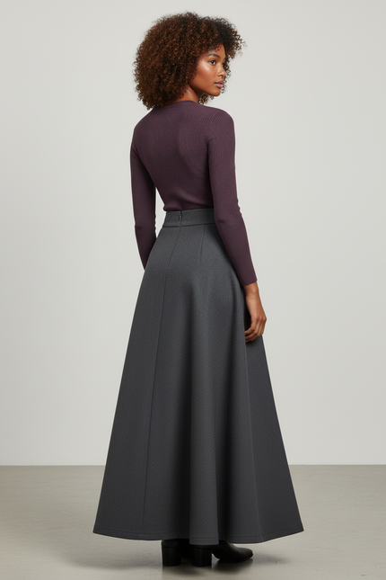 Jupe Longue Gris Chiné