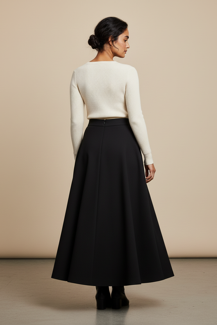 Jupe Longue En Laine Noire