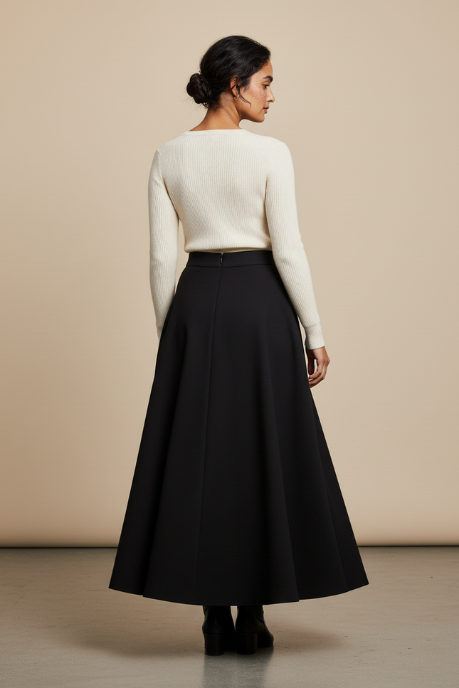 Jupe Longue En Laine Noire
