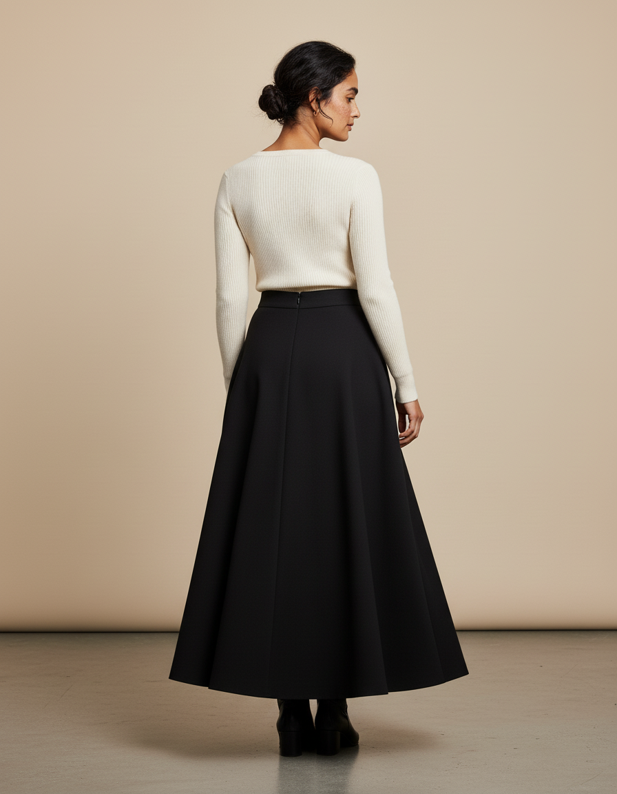 Jupe Longue En Laine Noire
