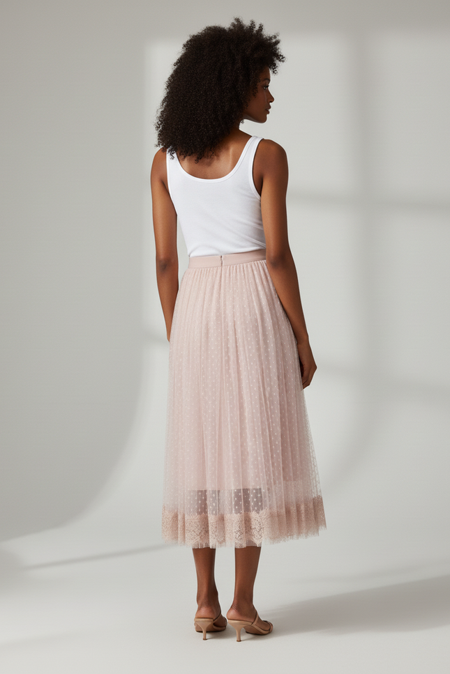Jupe Longue En Tulle Rose