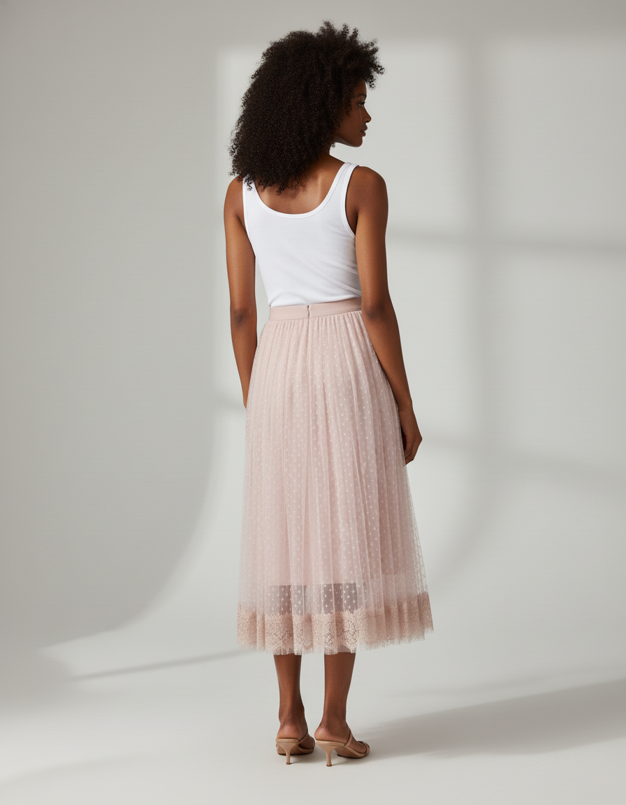 Jupe Longue En Tulle Rose