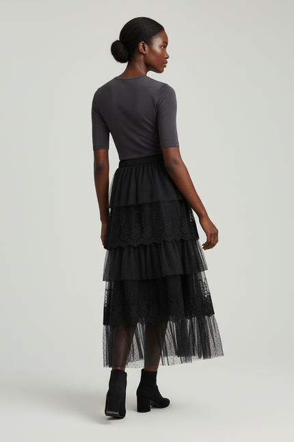 Jupe Longue Tulle Noire Femme